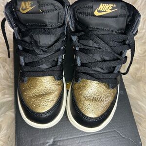 Jordan Black and Gold High-Top OG 1s Sneakers